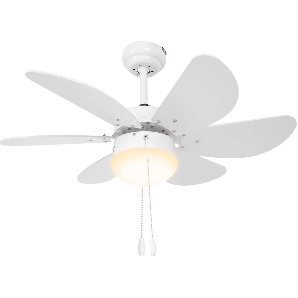 Portland White Reversible Ceiling Fan with LED Light Image 1