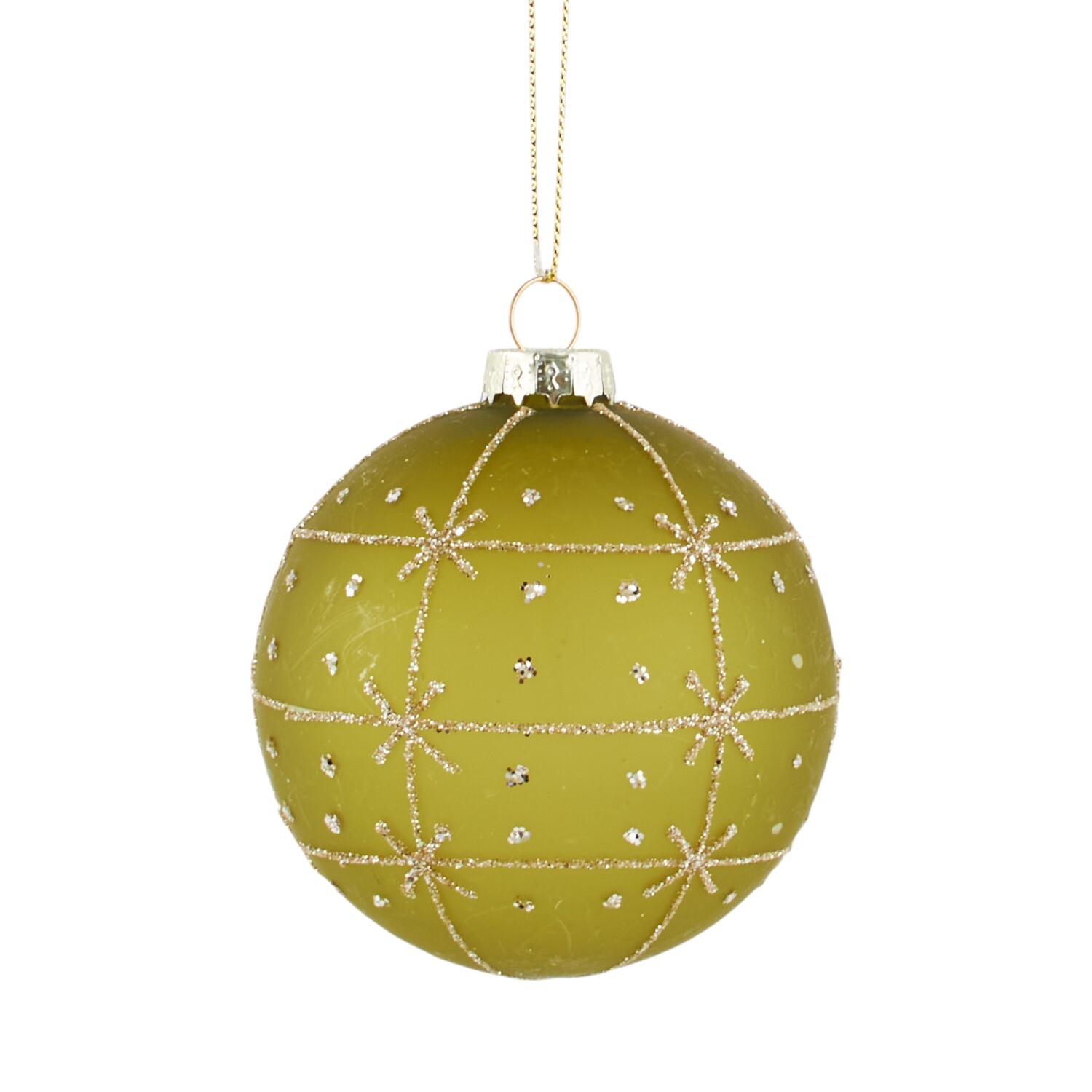 Glitter Olive Green Bauble Image 3