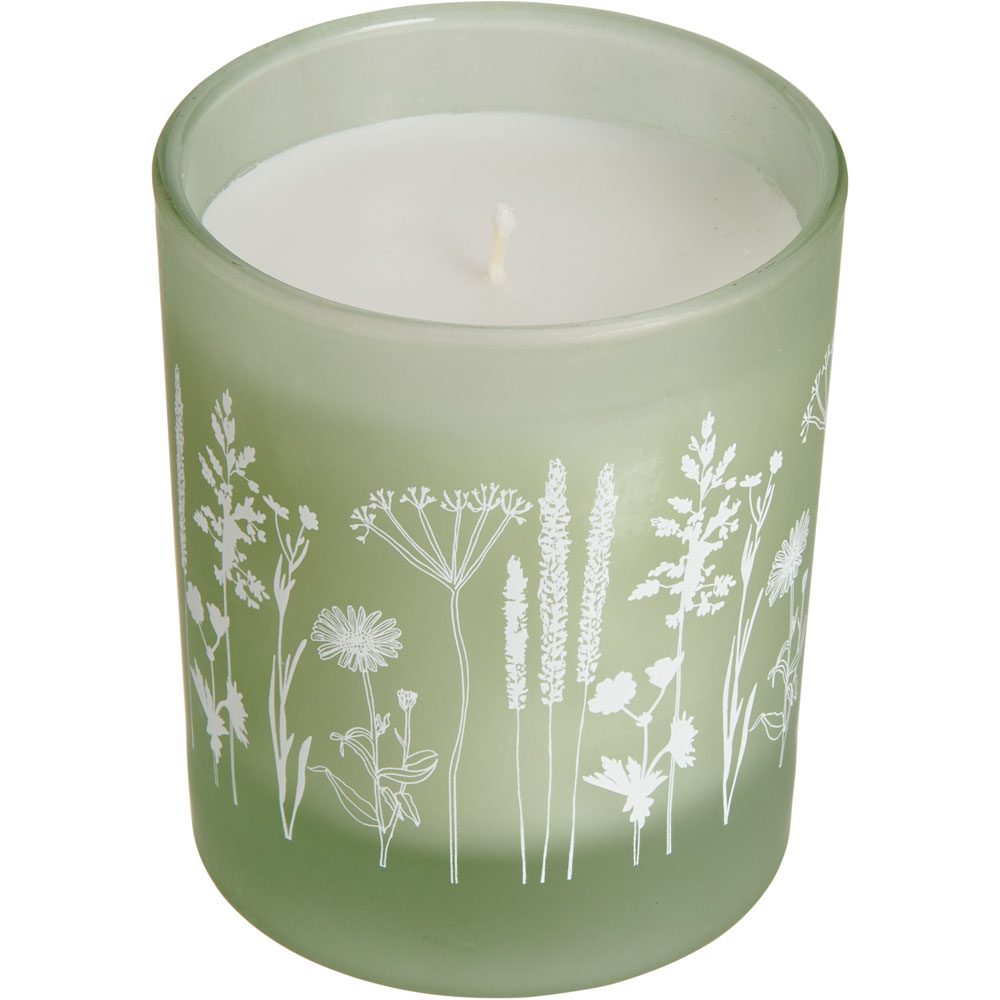 Wilko Small Green Frosted Floral Candle Image 2