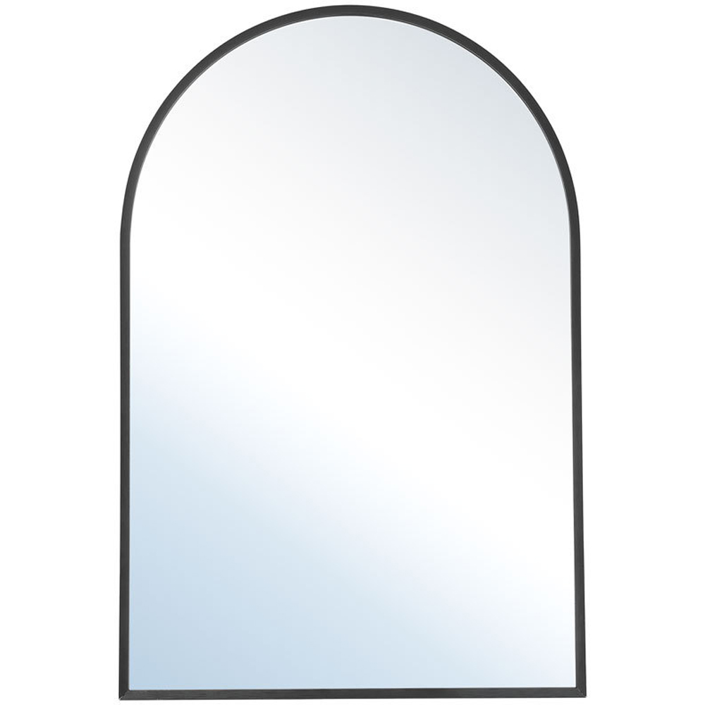 H&O Direct Black Aluminium Alloy Frame Arched Wall Mirror 70cm Image 1