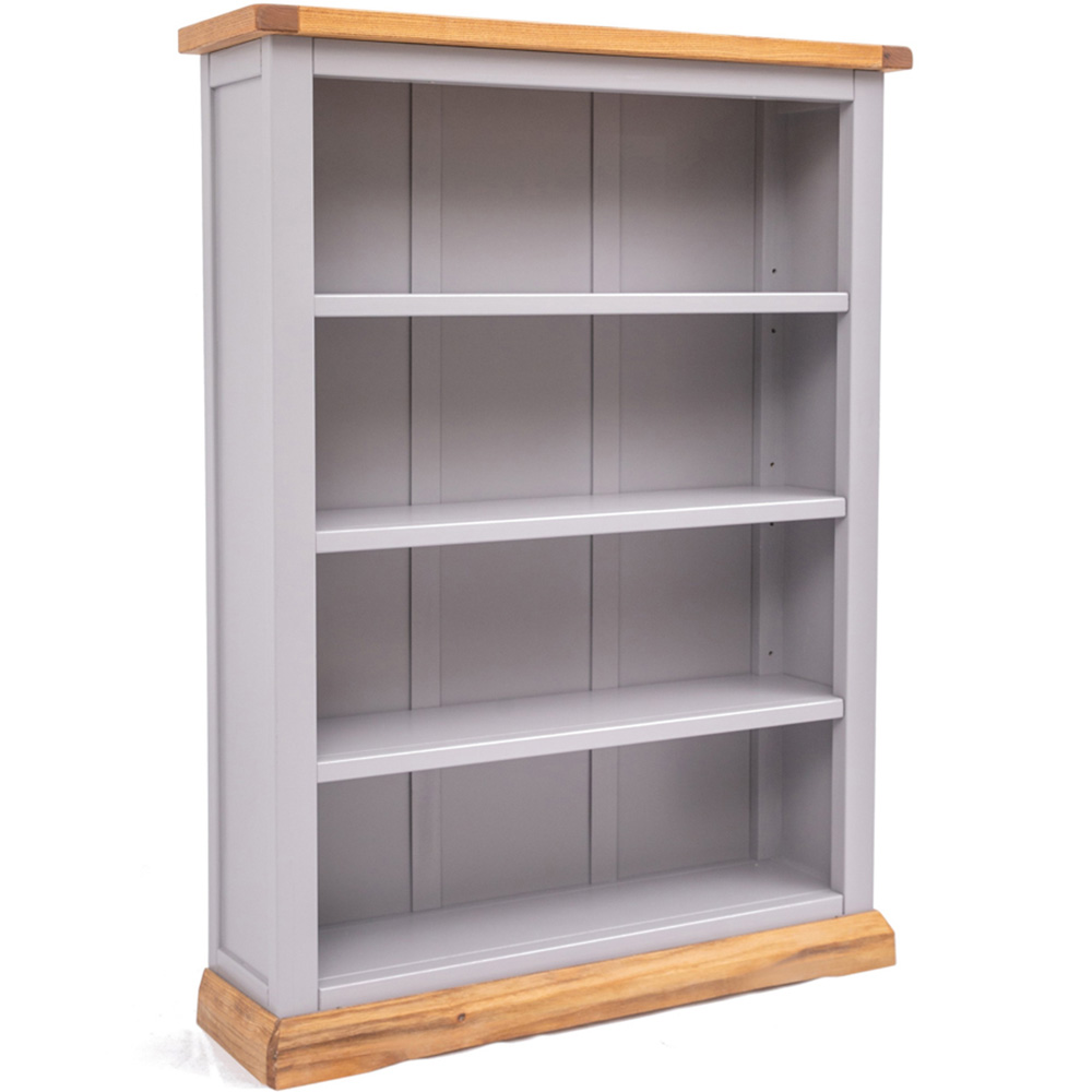 Biccari 4 Shelf Grey Wide Bookcase Image 3