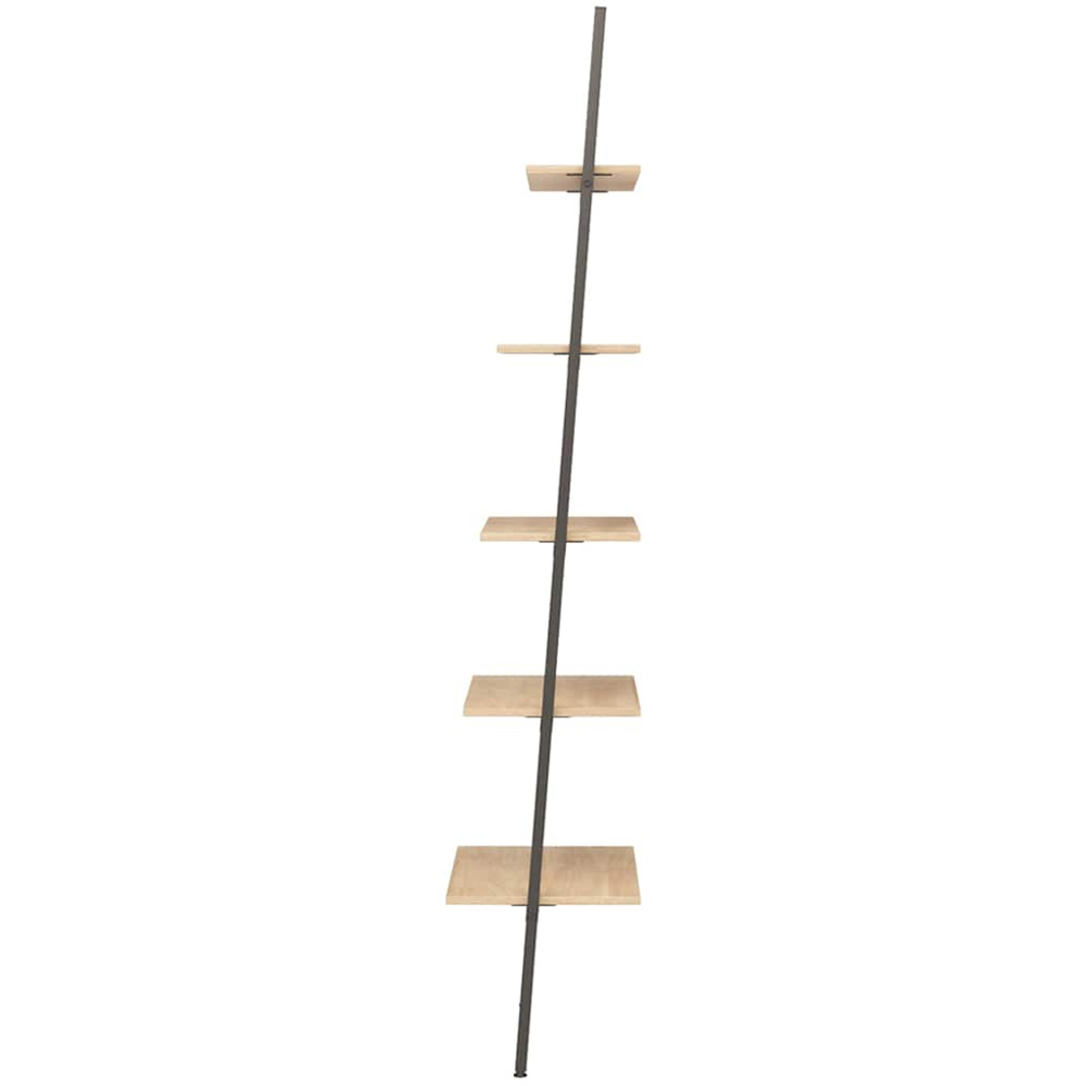 vidaXL 5-Tier Light Brown and Black Leaning Shelf Image 4