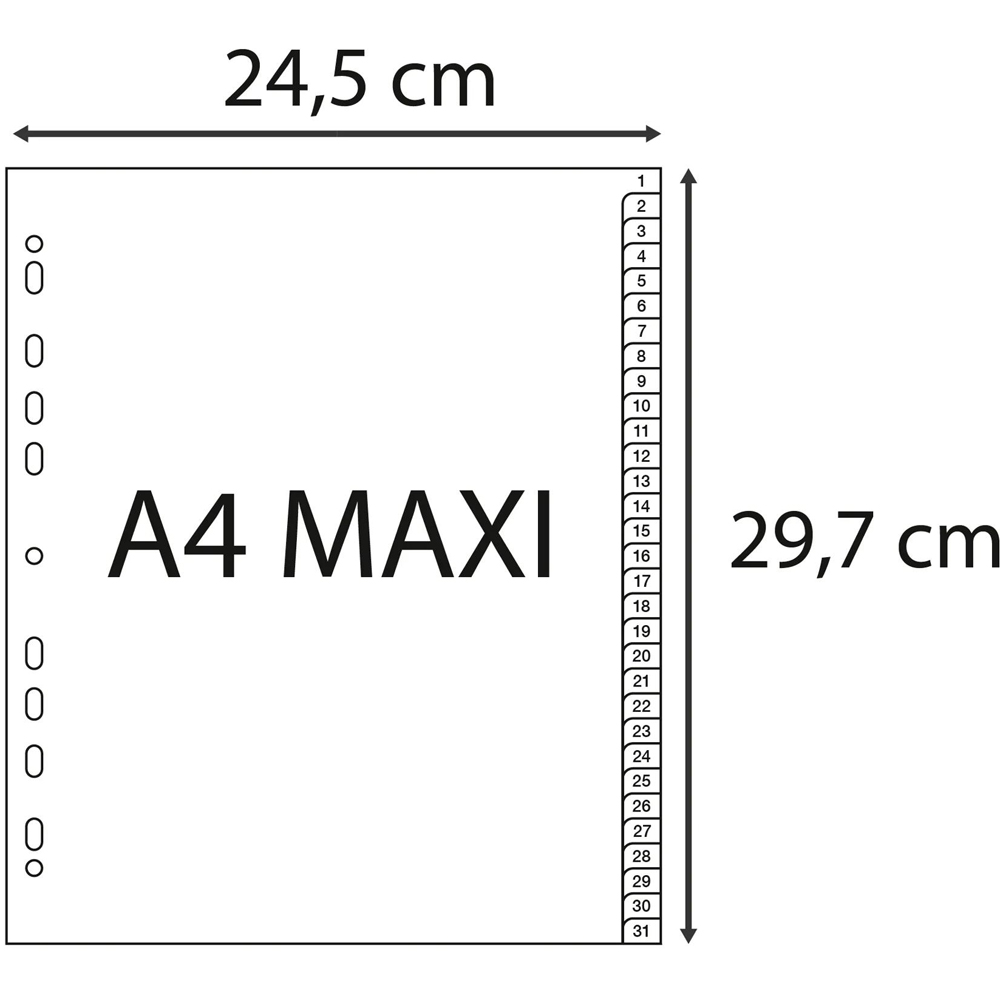 Exacompta A4 Maxi Grey Polypropylene 1-31 Divider 5 Pack Image 7