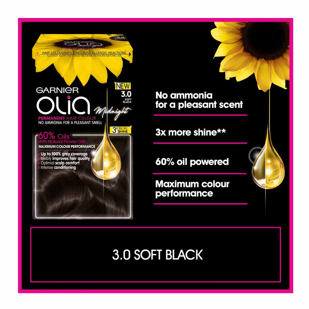 Garnier Olia 3.0 Soft Black Permanent Hair Dye Image 3