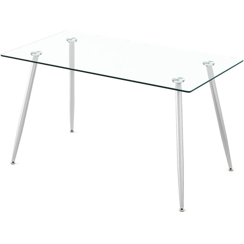 Costway 4 Seater Tempered Glass Top Dining Table Silver Image 2