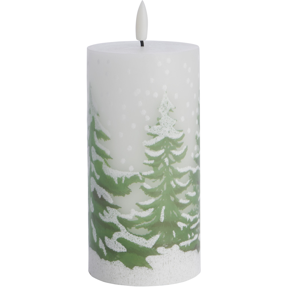 Wilko LED Tree Scene Wax Pillar Candle Image 2