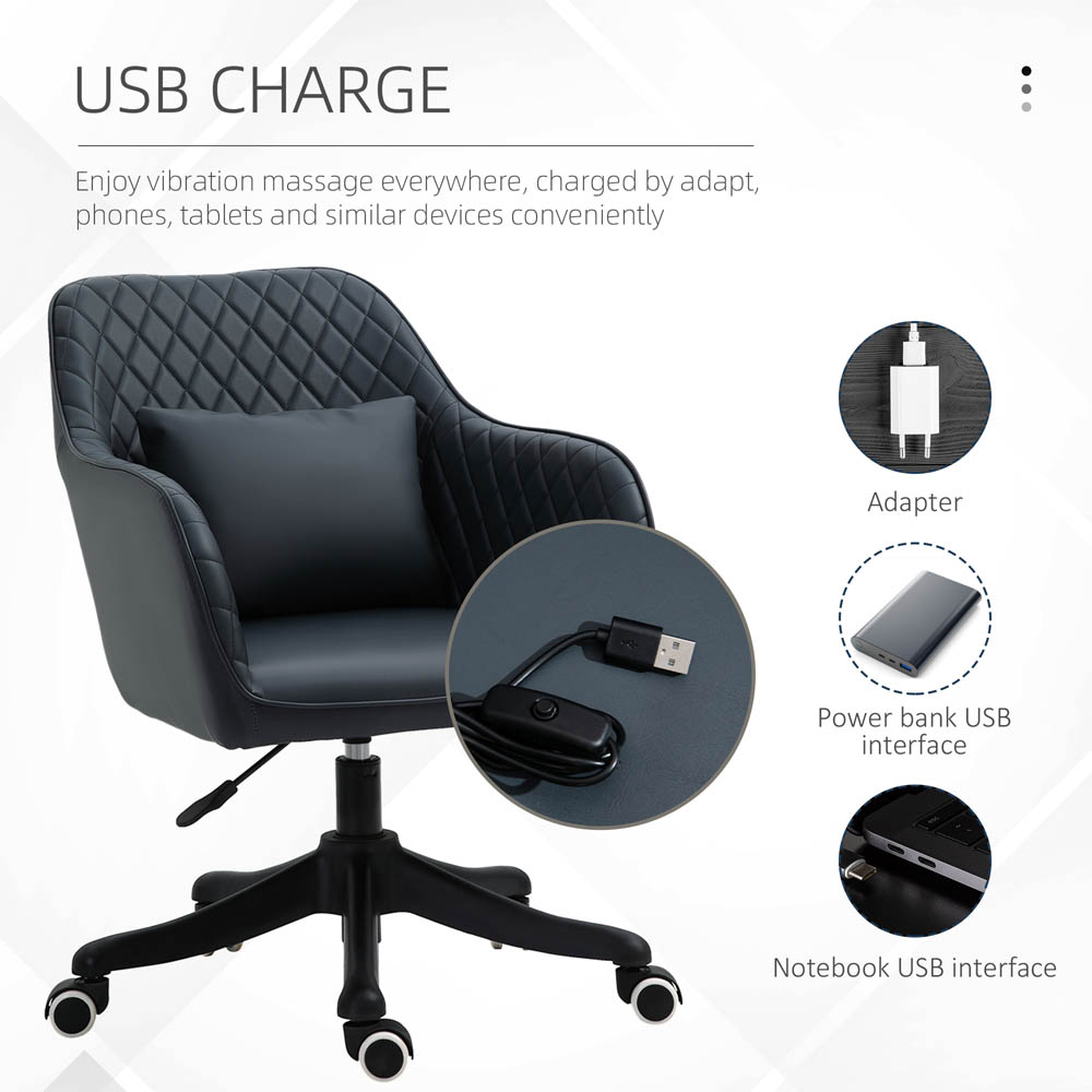 Portland Blue PU Leather Swivel Office Chair Image 3