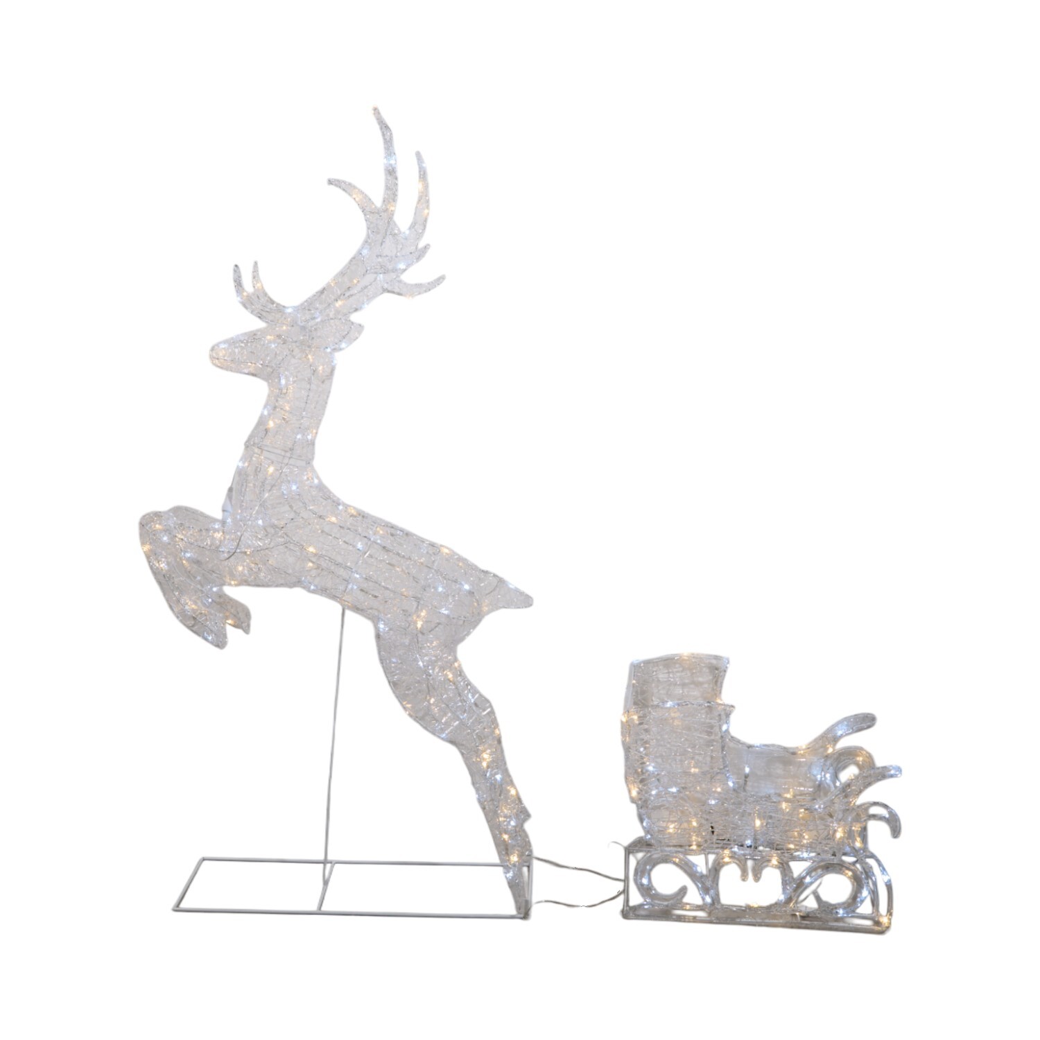 210 LED Outdoor Reindeer and Sleigh - White Image 3