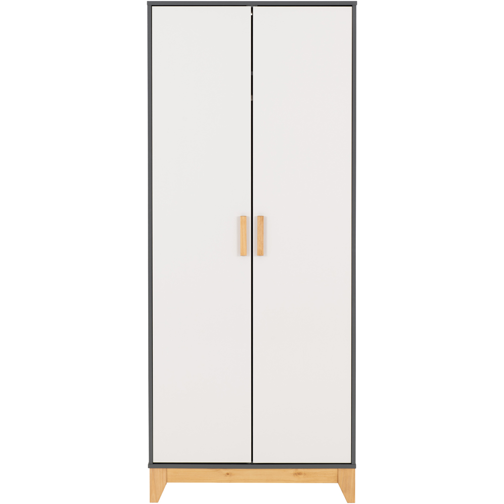 Seconique Cleveland 2 Door White and Grey Metal Effect Wardrobe Image 3