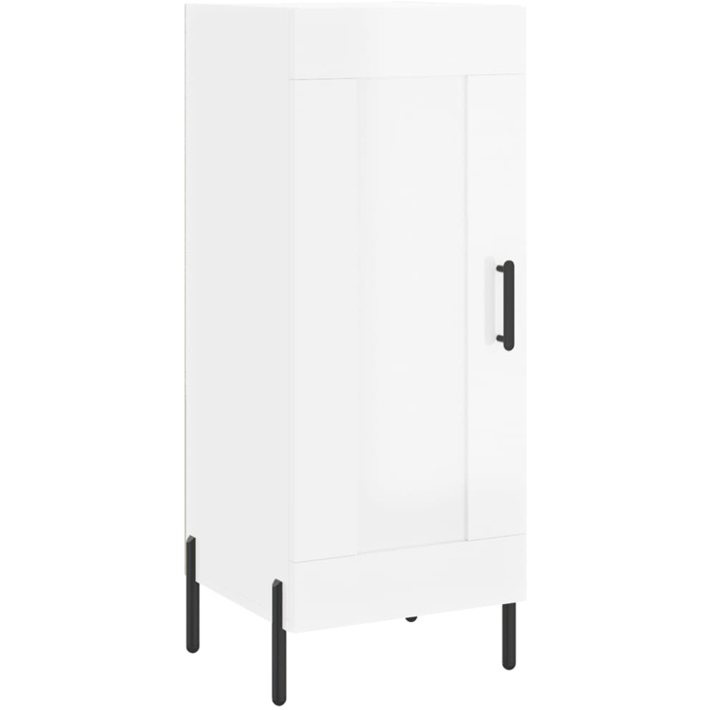 vidaXL Single Door High Gloss White Narrow Sideboard Image 2