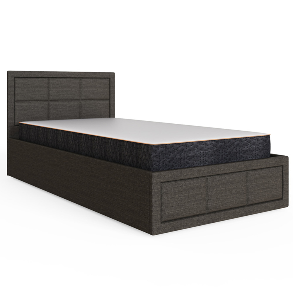GFW Jamie Single Grey Hopsack Fabric End-Lift Ottoman Bed with Headboard Image 2