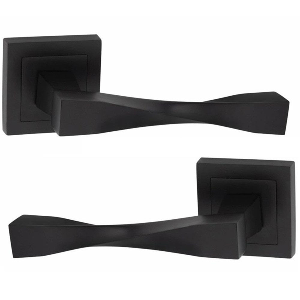 Golden Grace Matt Black Astrid Straight Door Handle Set 6 Pack Image 2