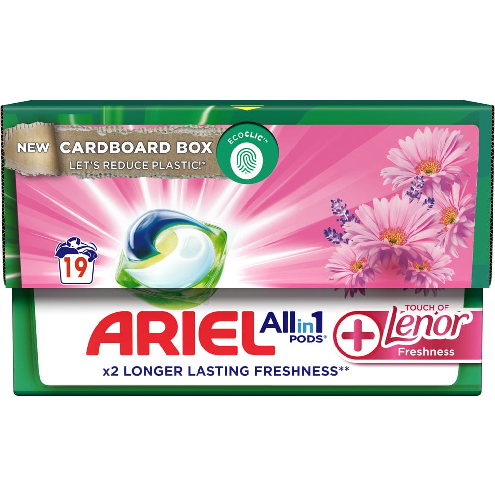 Ariel Original All in 1 Pods Washing Liquid Laundry Capsules 19 Washes Case of 4 Image 2
