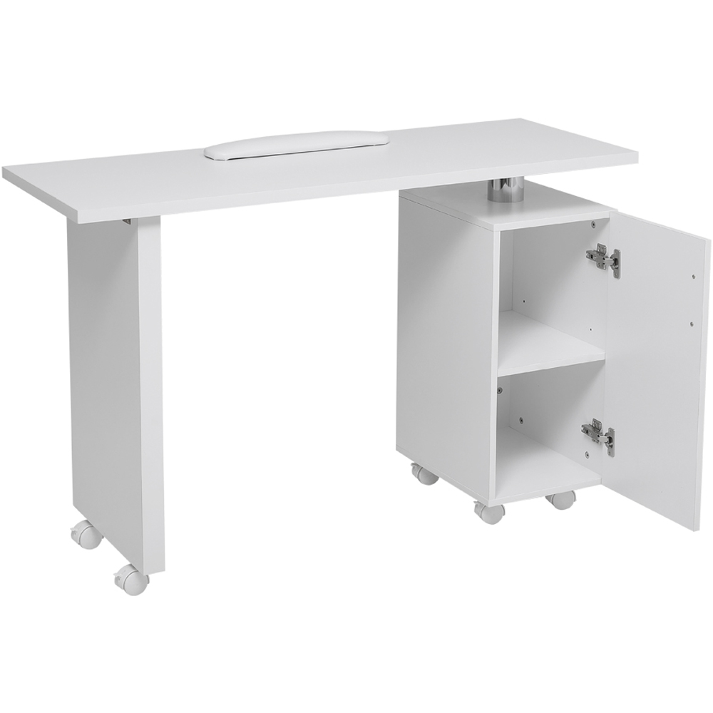 Living and Home Single Drawer White Rolling Manicure Table Image 3