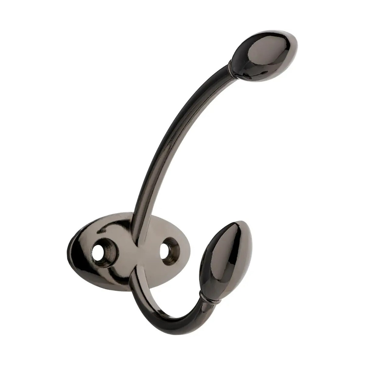 Rosebud Double Hat and Coat Hook - Black Nickel Image