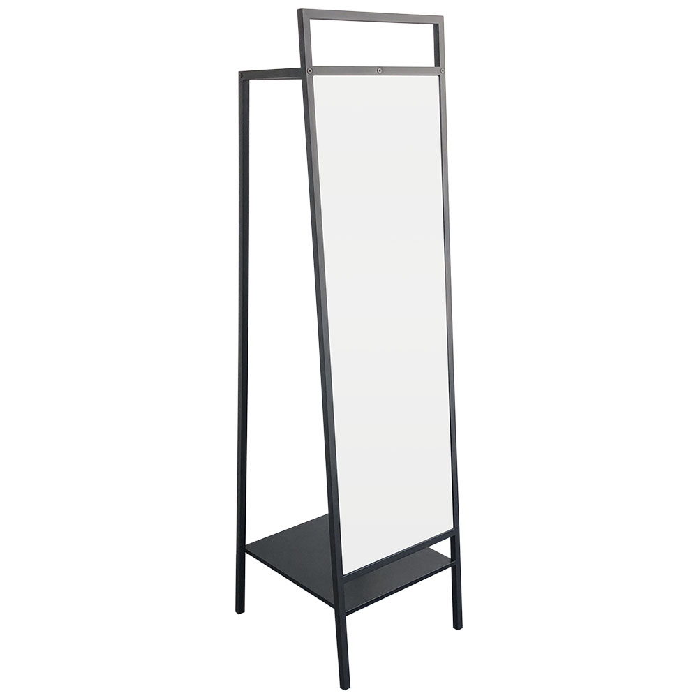 Living and Home Metal Floor Mirror with Coat Rack Image 1