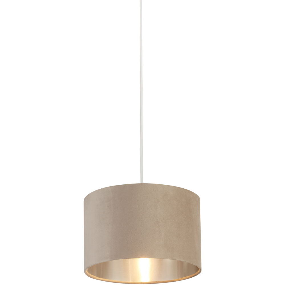 Lighting Collection Taupe Silver Inner Velvet Drum Shade Image 3
