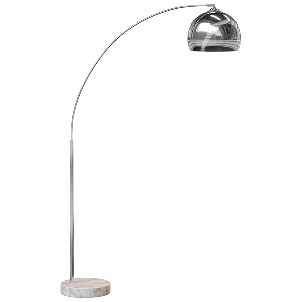 Teamson Home Arquer Arc Chrome Finished White Marble Floor Lamp Image 3
