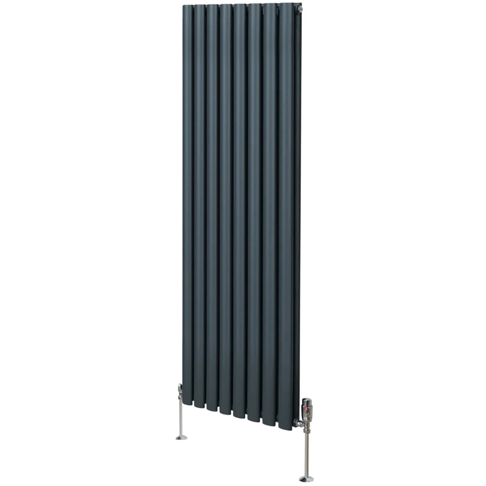 Monster Shop 5593BTU Anthracite Grey Oval Column Radiator and Valves 1600 x 480mm Image 3