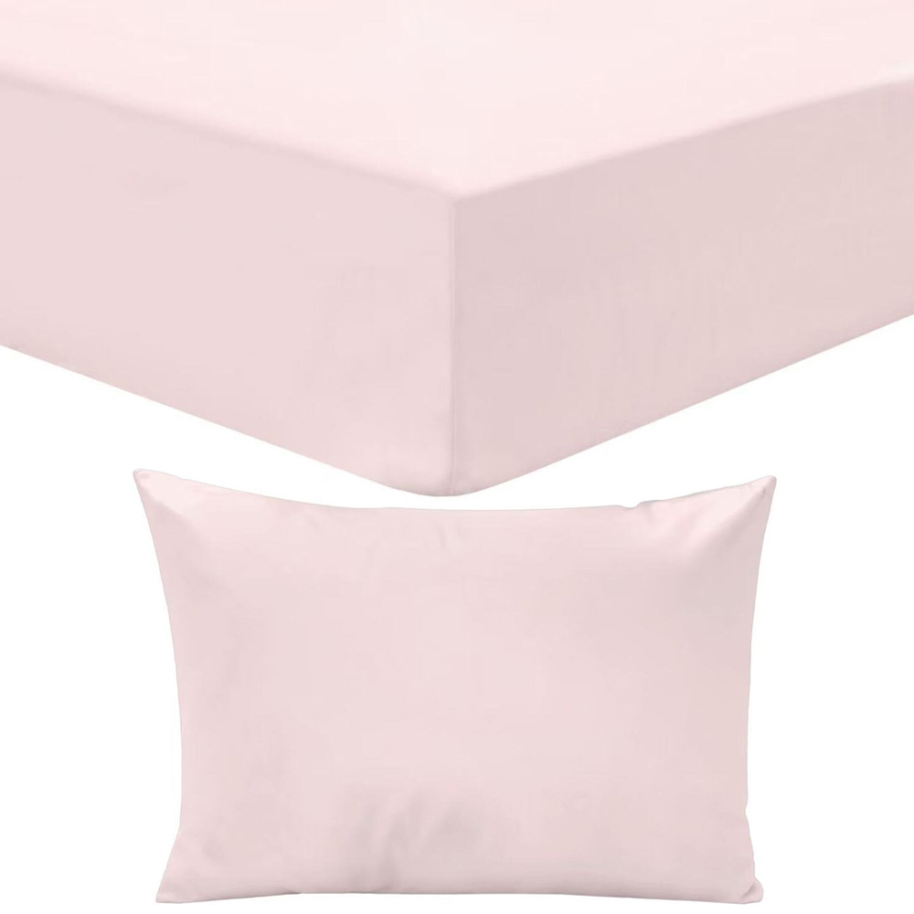 Easy Care Plain Sheeting Set Blush Single Image 1