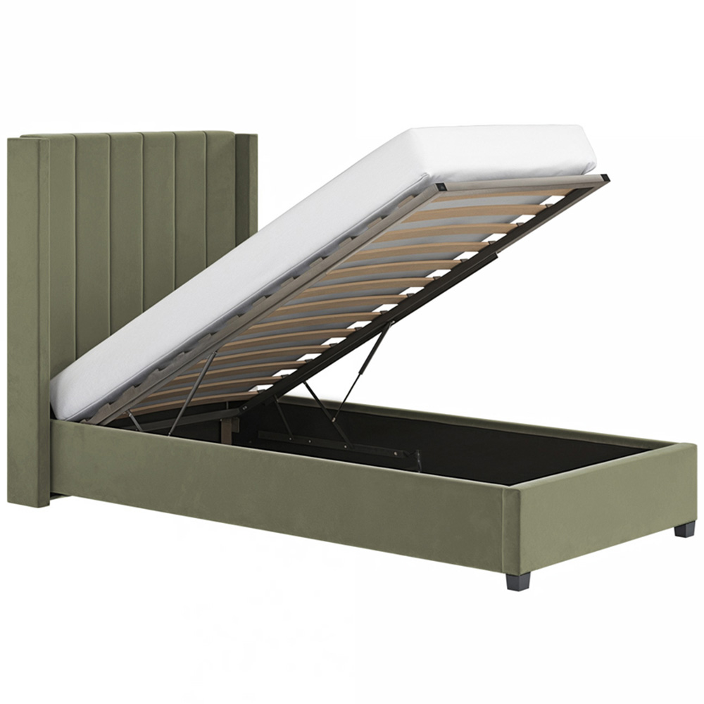 Flair Tiggy Single Khaki Velvet Ottoman Bed Image 3