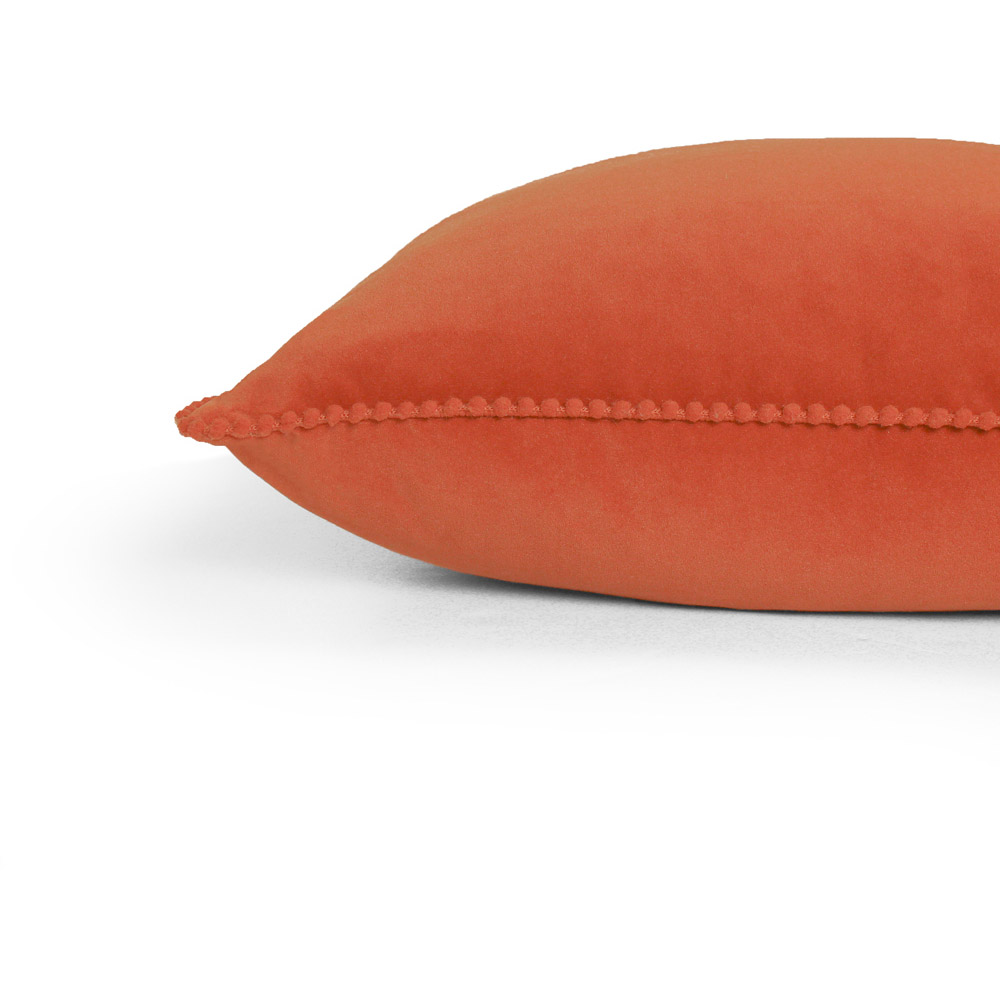 furn. Cosmo Brick Velvet Pom-Pom Cushion Image 3