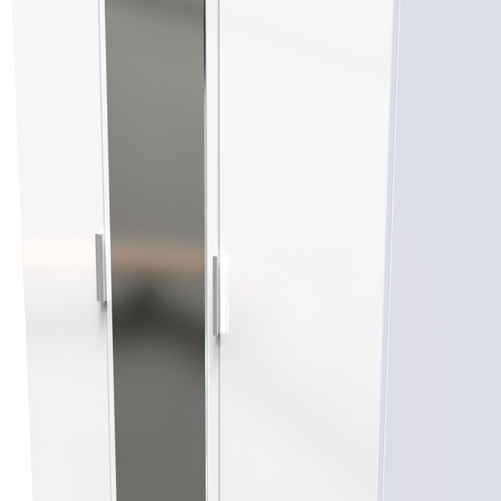 Crowndale Plymouth 3 Door White Tall Mirrored Wardrobe Ready Assembled Image 7