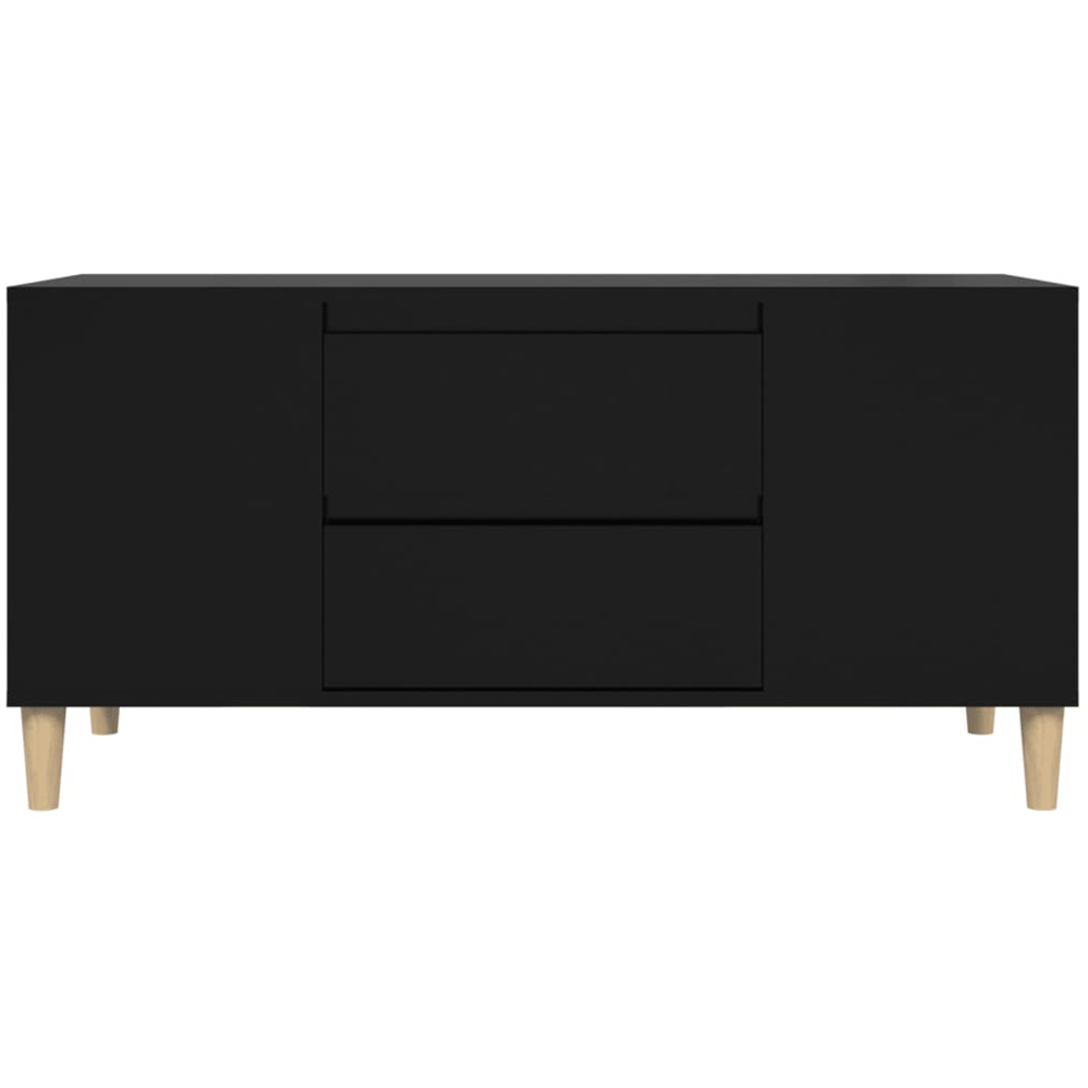 vidaXL 2 Drawer 4 Shelf Black TV Cabinet Image 5