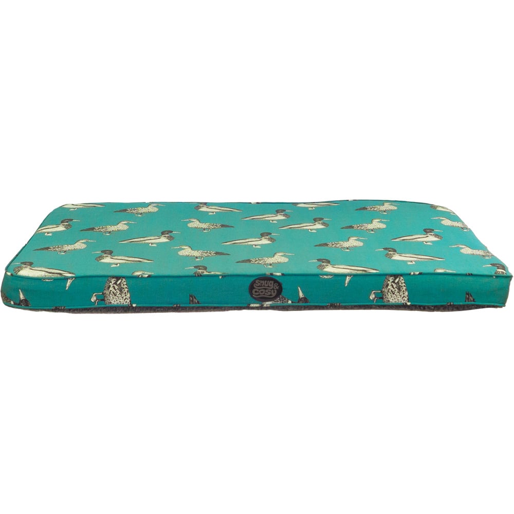 Snug & Cosy Large Teal Duck Print Memory Foam Dog Lounger Bed Image 1