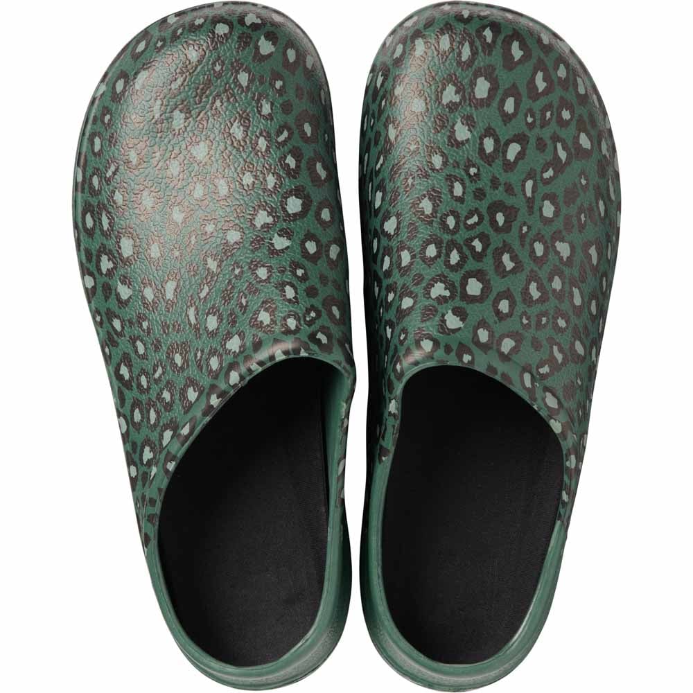 Wilko Size 7 Green Leopard Print Garden Clogs Image 1