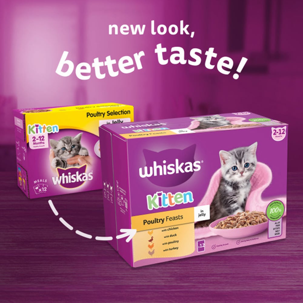 Whiskas Kitten Wet Cat Food Pouches Poultry in Jelly 85g Case of 4 x 12 Pack Image 8