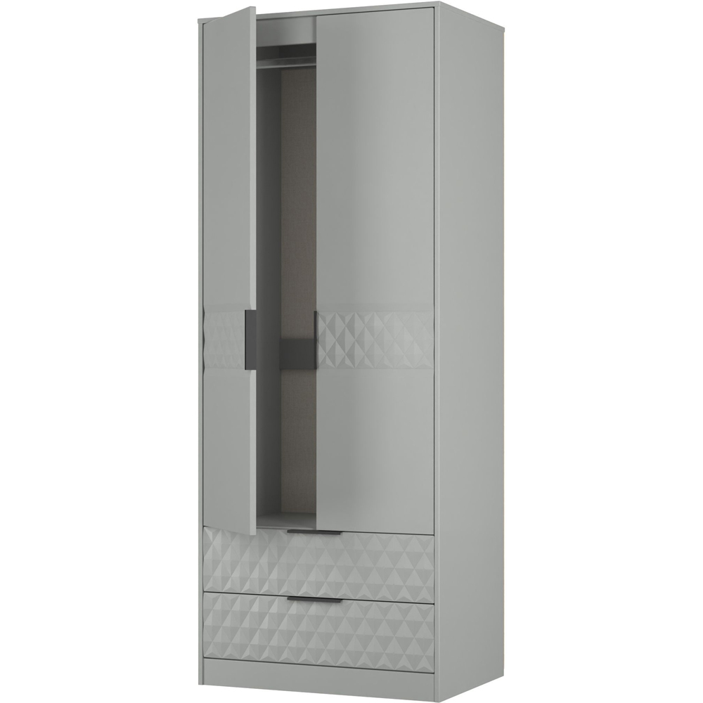 Crowndale Harlequin 2 Door 2 Drawer Dusk Grey Tall Wardrobe Ready Assembled Image 4