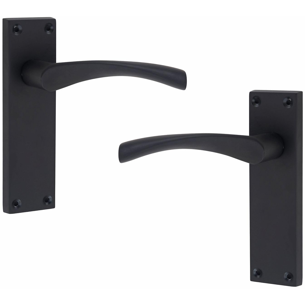 Golden Grace Matt Black Victorian Scroll Astrid Latch Door Handle Set Image 2