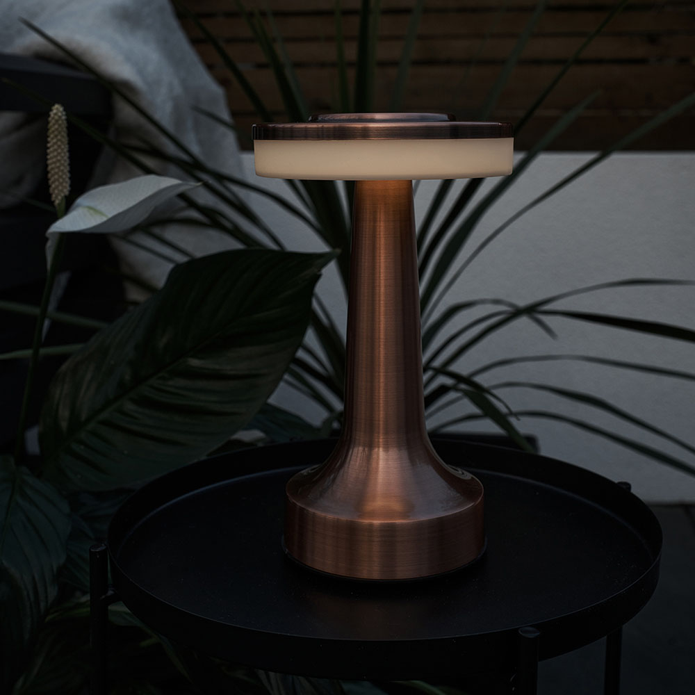 ValueLights Talence Copper LED Garden Table Lamp Image 2