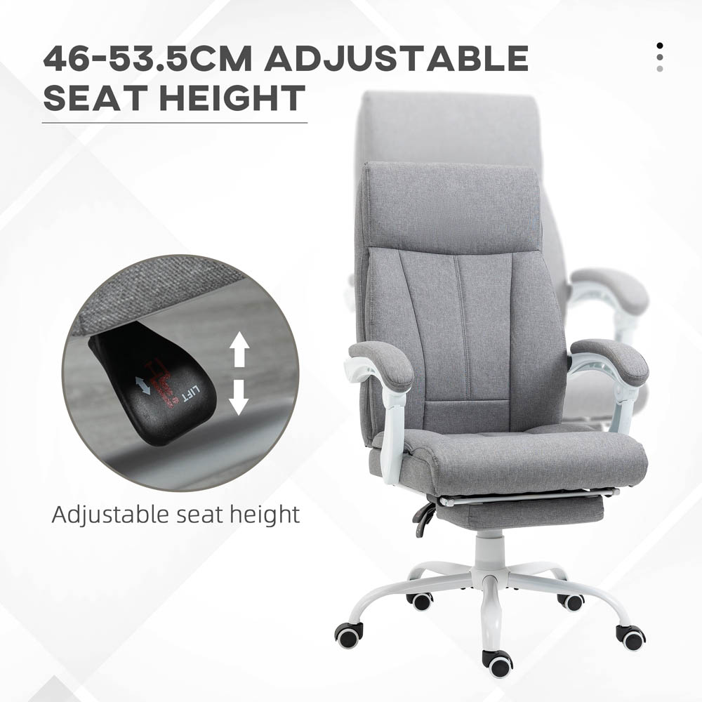Portland Grey Linen Swivel Recliner Office Chair Image 3