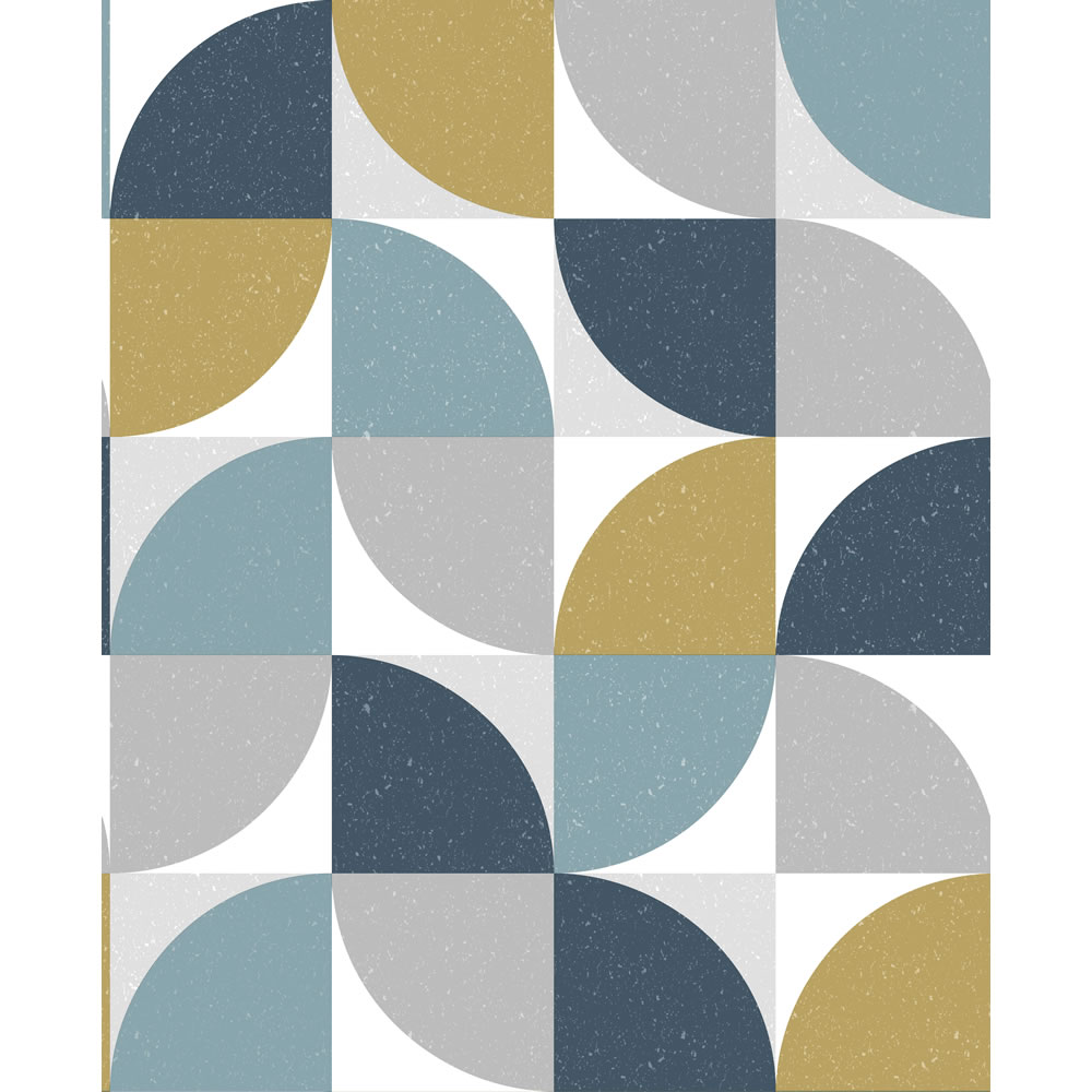 Wilko Wallpaper Geo Teal and Yellow Image 1