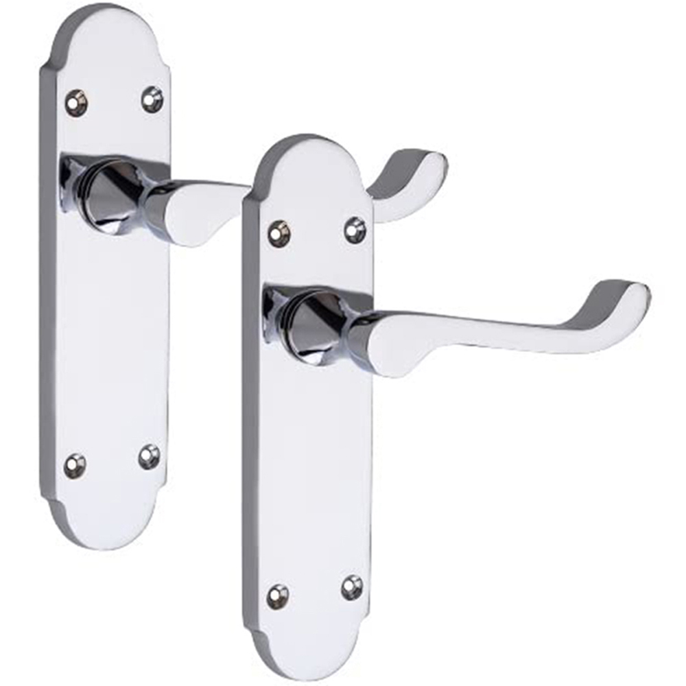 Golden Grace Polished Chrome Victorian Epsom Scroll Latch Door Handle Pair 168 x 40mm Image 2