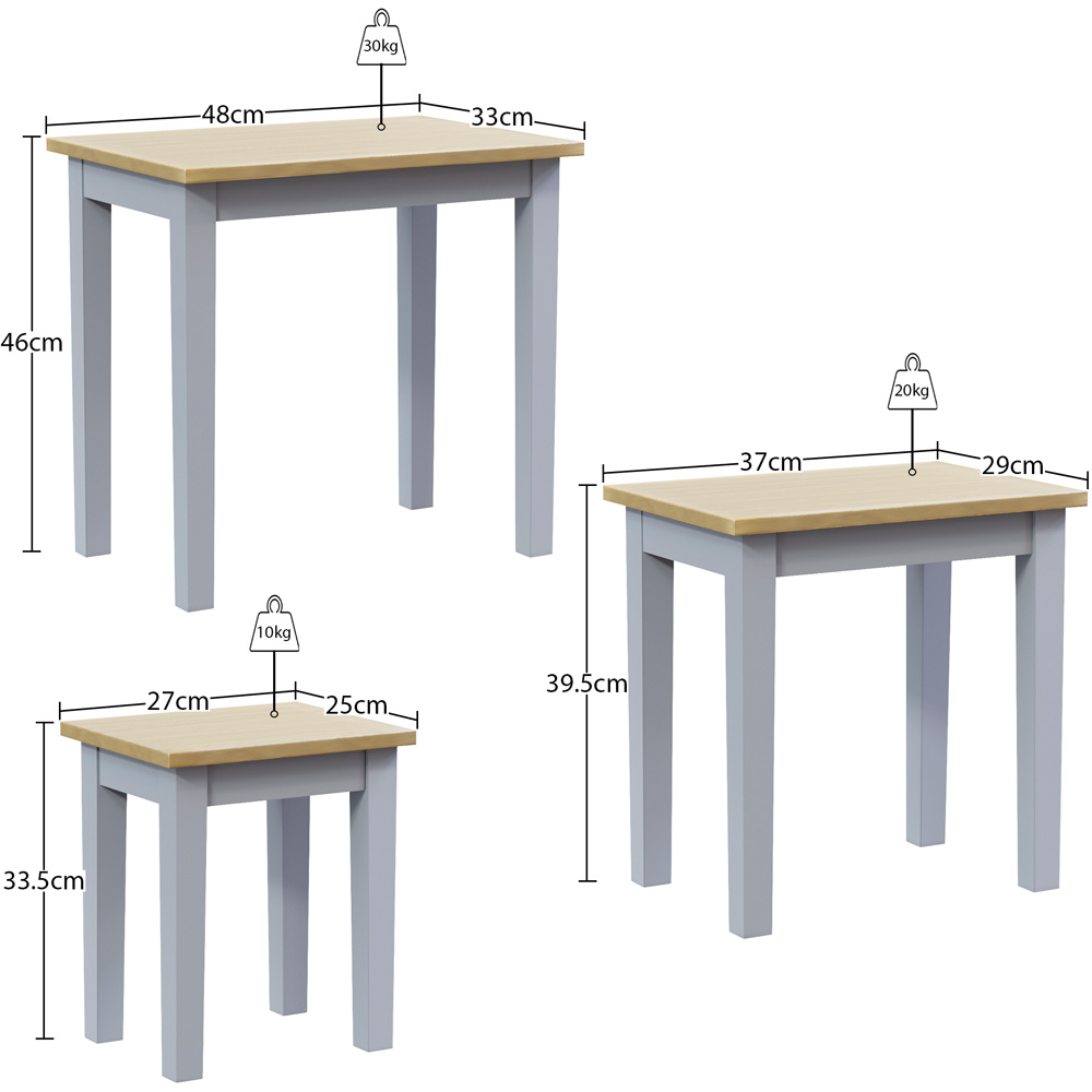 Vida Designs Yorkshire Oak and Grey Nest of Tables Set of 3 Image 9