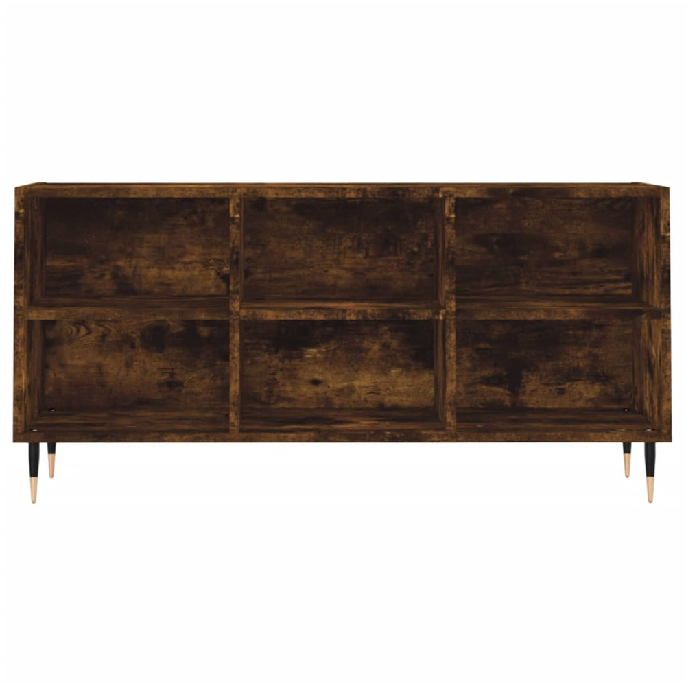 vidaXL 6 Open Shelf Smoked Oak TV Cabinet with Metal Legs Image 4