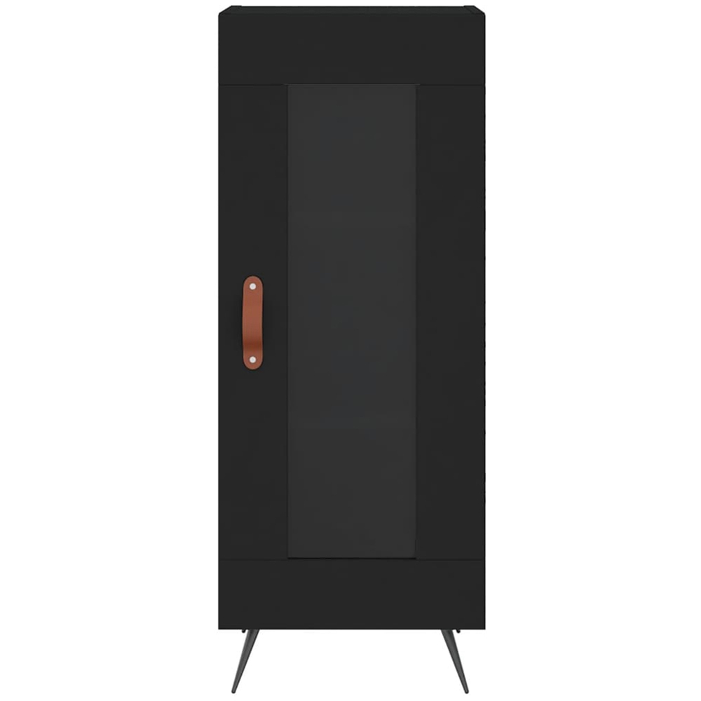 vidaXL Single Glass Door 3 Shelf Black Wooden Sideboard Image 5