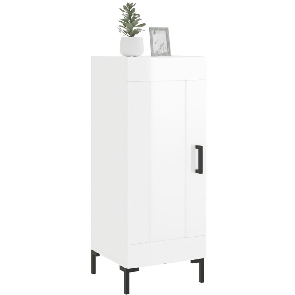 vidaXL Single Door High Gloss White Sideboard Image 3