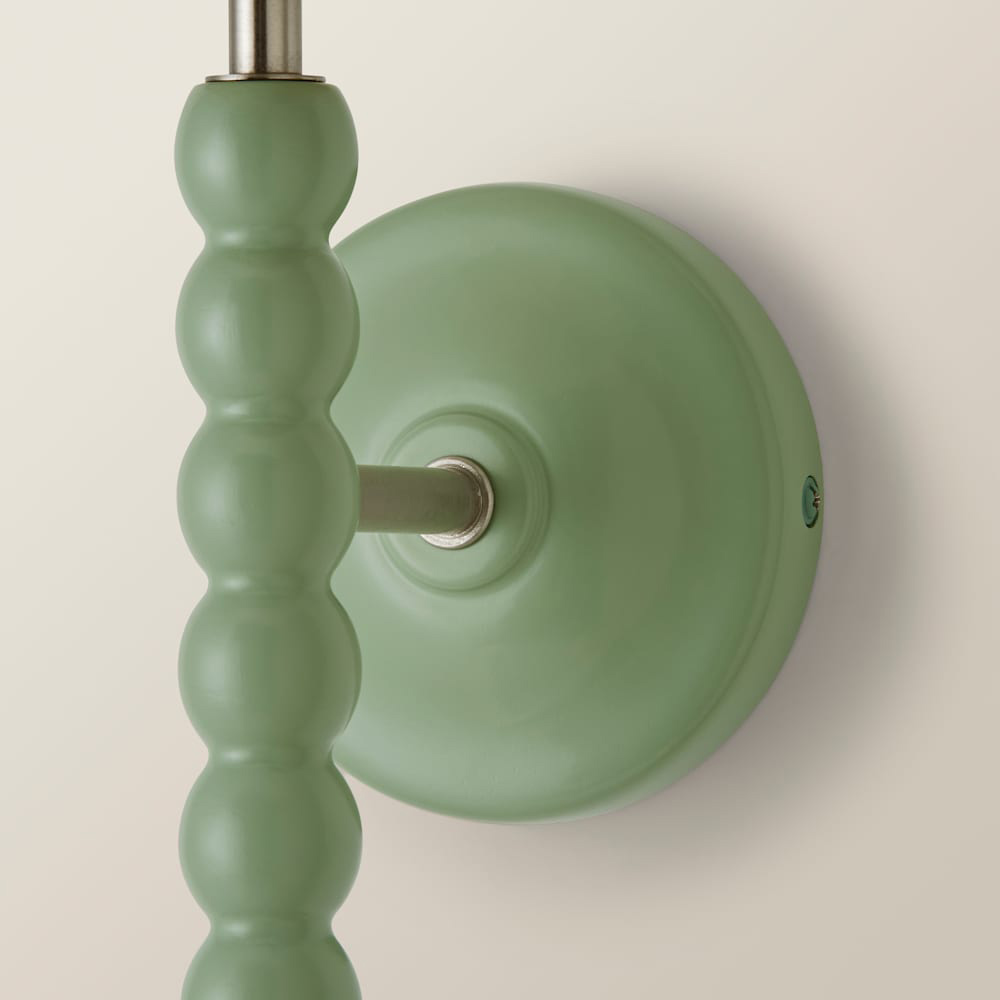 ValueLights Scallop Shade Sage Green Bobbin LED Wall Light with Bulb 2 Pack Image 6