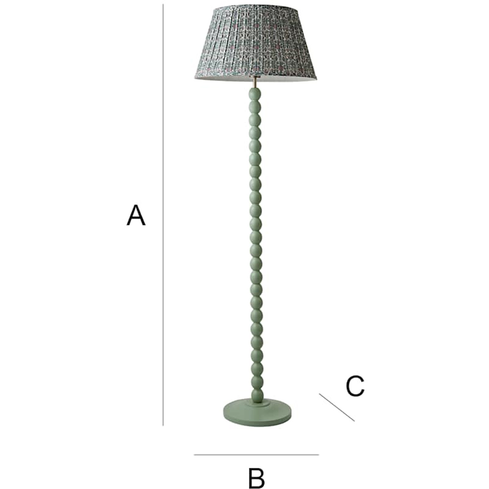 ValueLights Floral Pleated Shade Pastel Green Bobbin LED Floor Lamp with Bulb Image 7