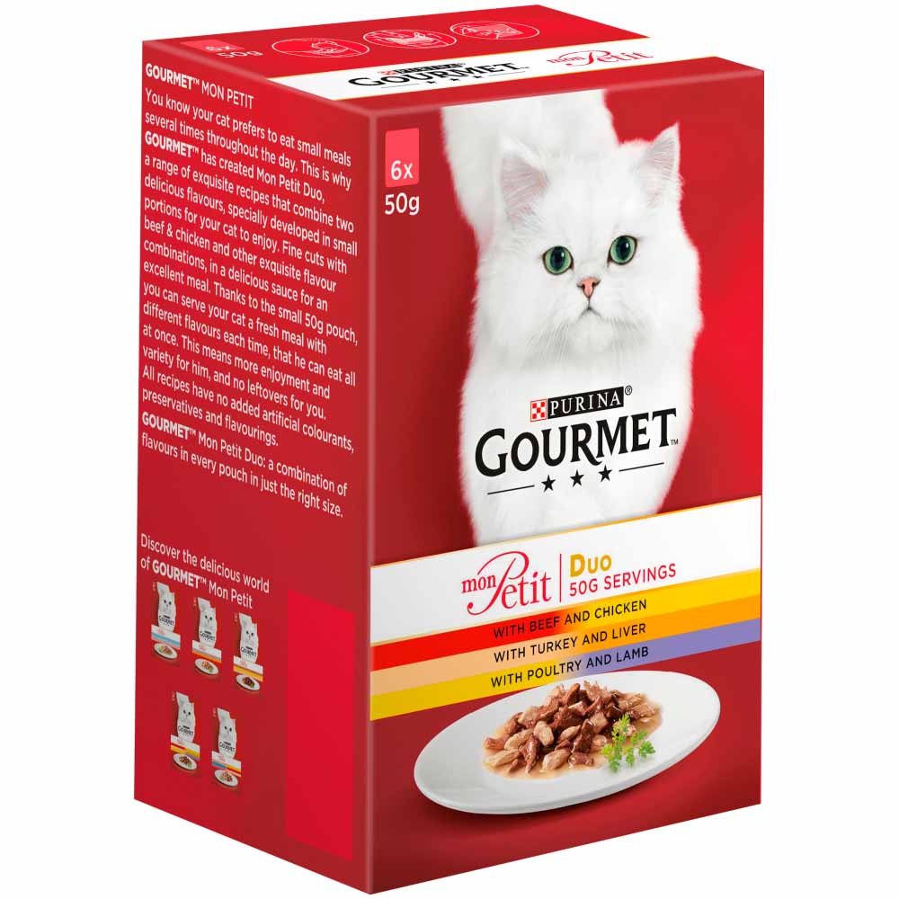 Gourmet Mon Petit Cat Food Pouches Duo Meat 6 x 50g Image 3