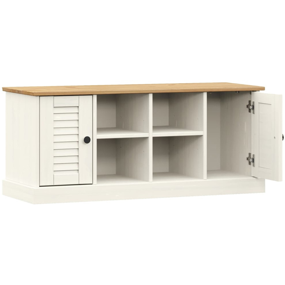 vidaXL 2 Door 4 Shelf White Solid Pine Wood Shoe Bench Image 5