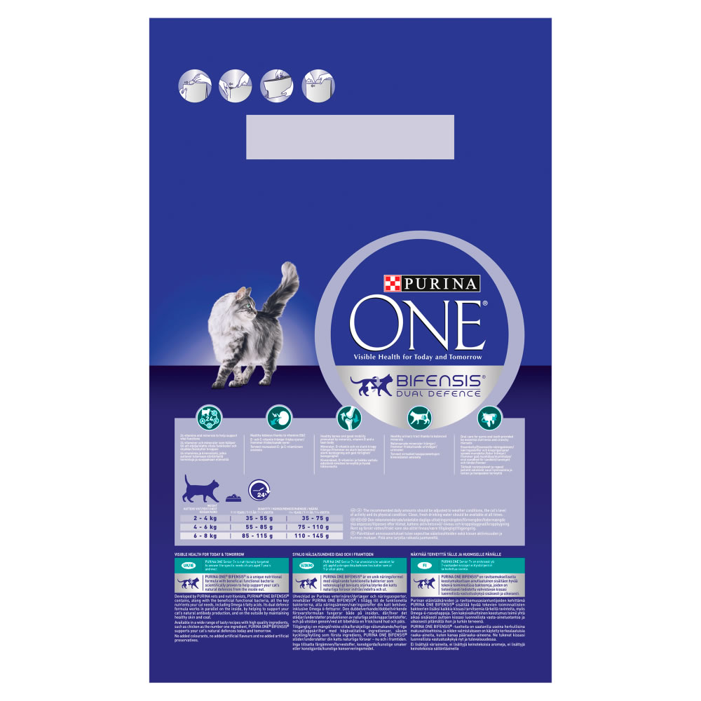 Purina ONE Senior Dry Cat Food Chicken & Whole Grain 3kg Wilko