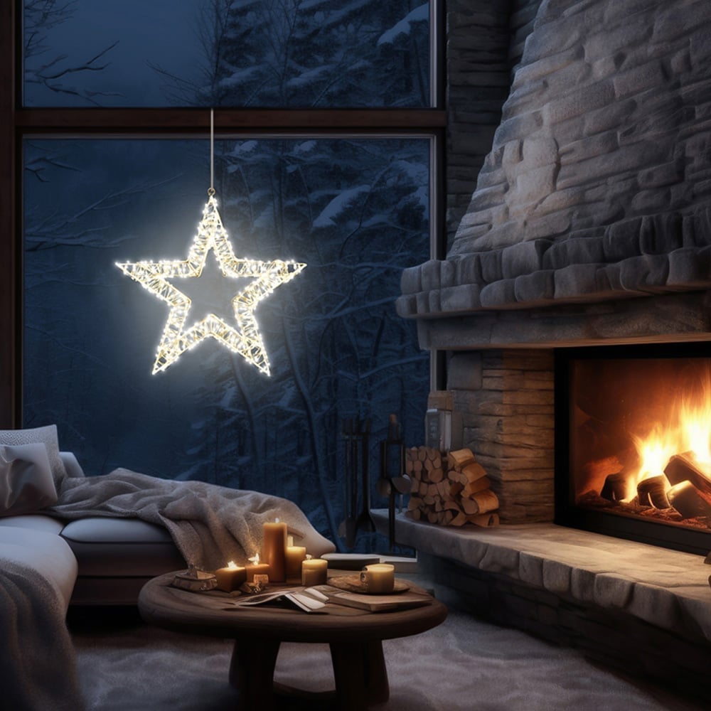 Xmas Haus LED Warm White Star Wreath 50cm Image 6