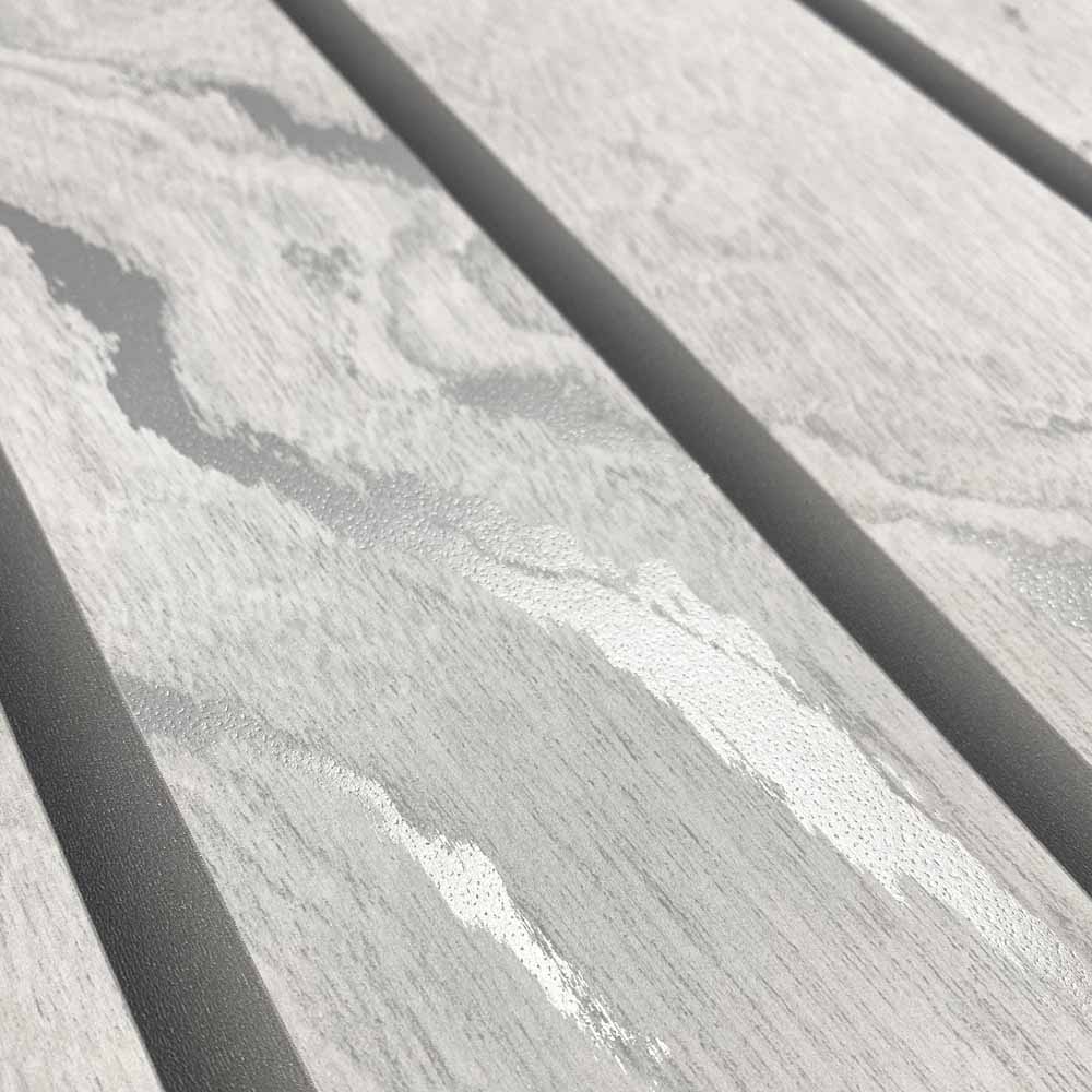 Muriva Woodgrain Panel Silver Wallpaper Image 3