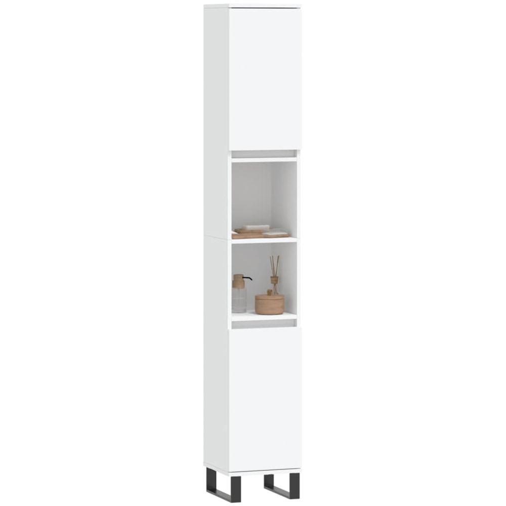 vidaXL 2 Door 2 Open Shelf White Bathroom Cabinet Image 3
