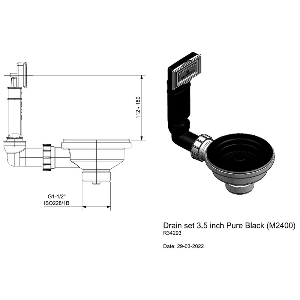 Reginox M 2400 Black Waste Kit Image 3